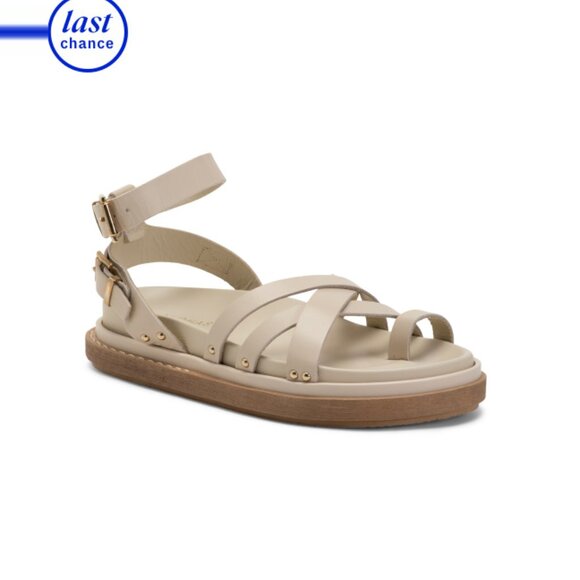 ALOHAS Bright White Made In Spain Leather Buckle Up Sandals